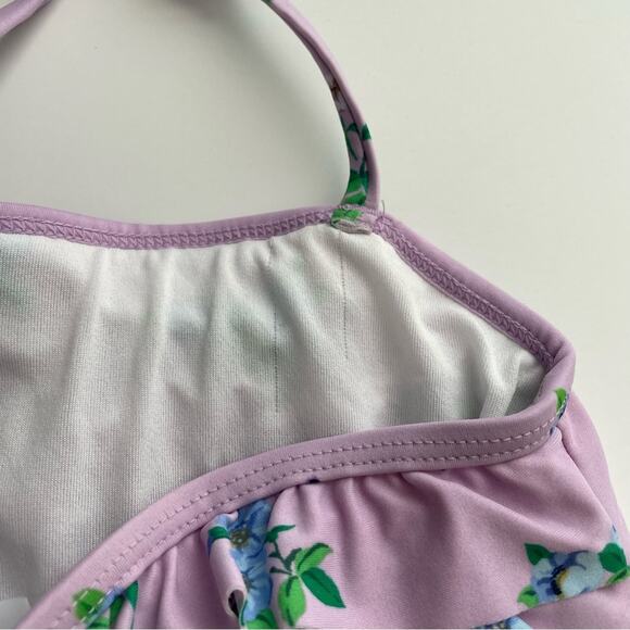 Janie and Jack Ruffle Halter Swimsuit Floral Stripe Retro 12-18 Months - Picture 9 of 14